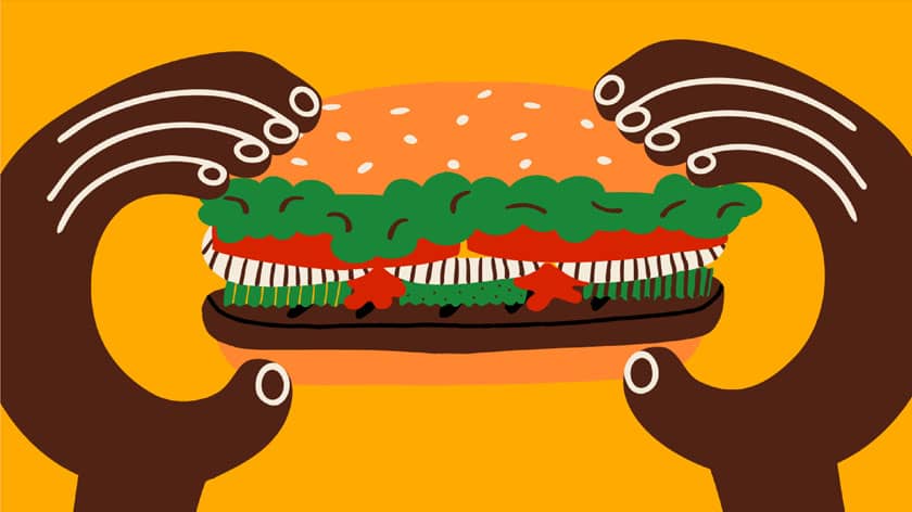 Burger King illustration of eating a burger